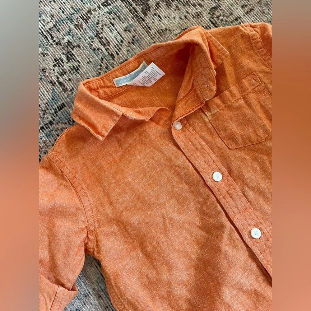 Janie and Jack Orange Button Down Shirt Linen